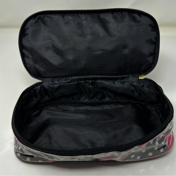 Betsey Johnson Gray and Pink Polka Dot Cosmetic Bag - Picture 7 of 12